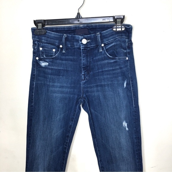 MOTHER The Looker Dark Grafitti Distressed Jeans - Picture 5 of 16